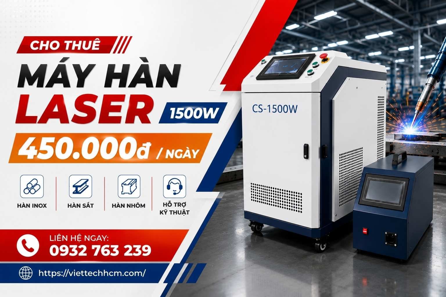Máy Hàn Laser Fiber 1500W của Viettech